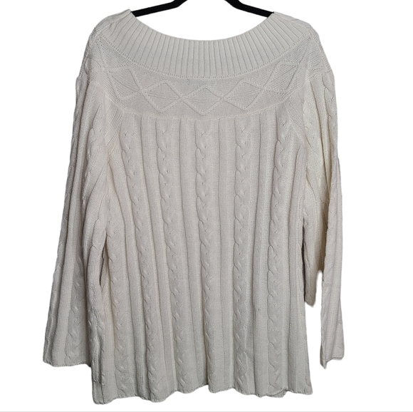 Jessica London Boatneck Cream Cable Knit Tunic Sweater Ladies Size Medium - Picture 7 of 9